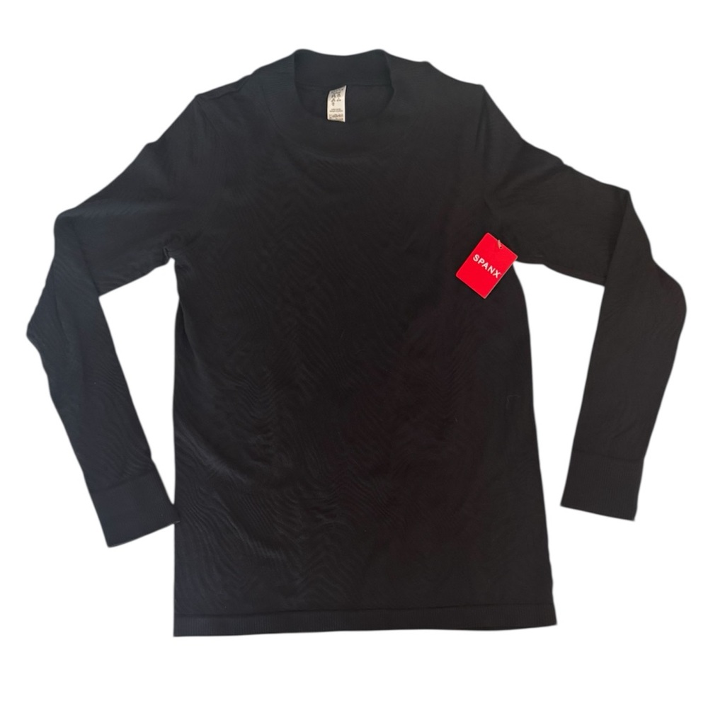 NWT SPANX Swirl Textured Long Sleeve Mock Neck Top